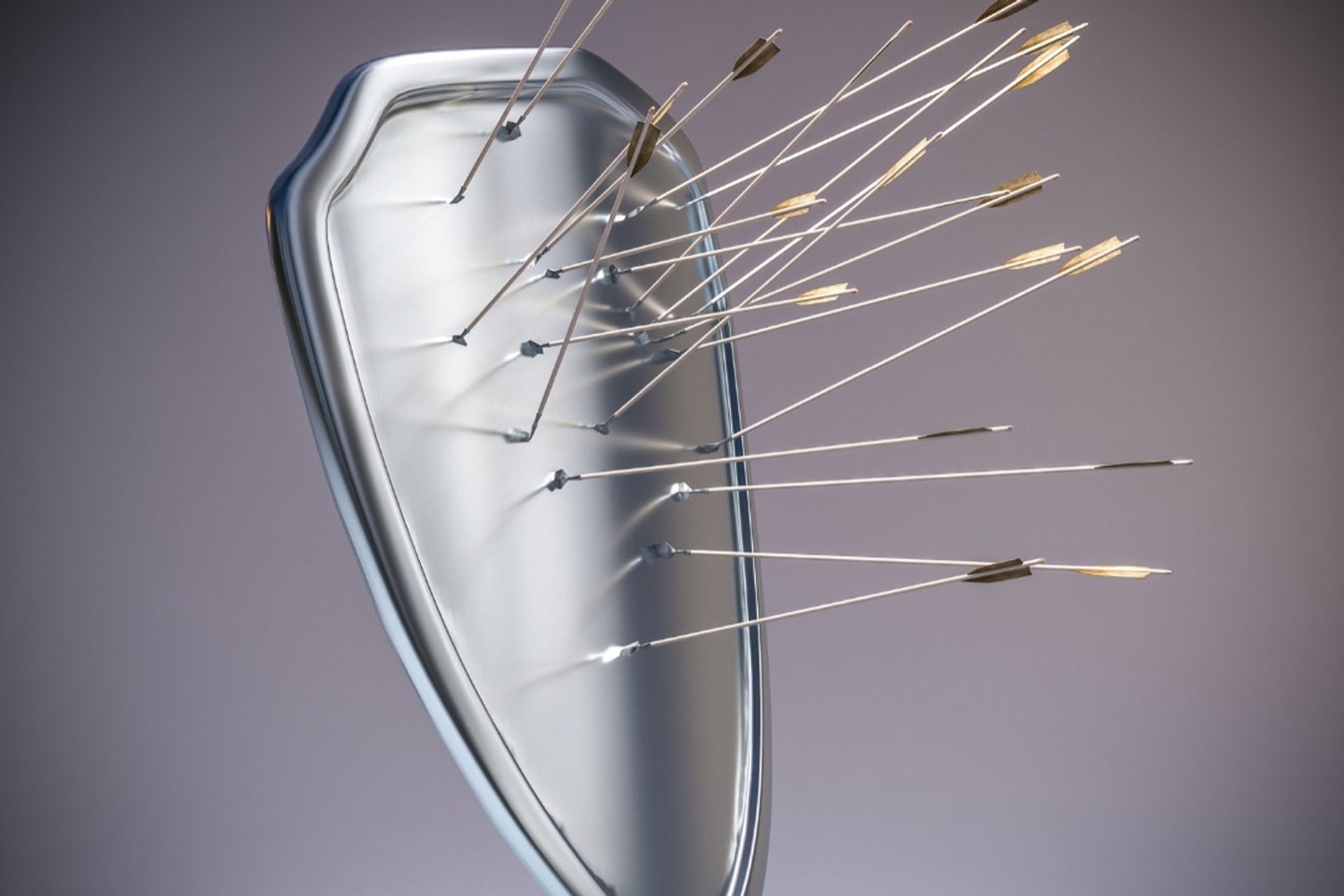 A shield with an arrow, representing cyber defence